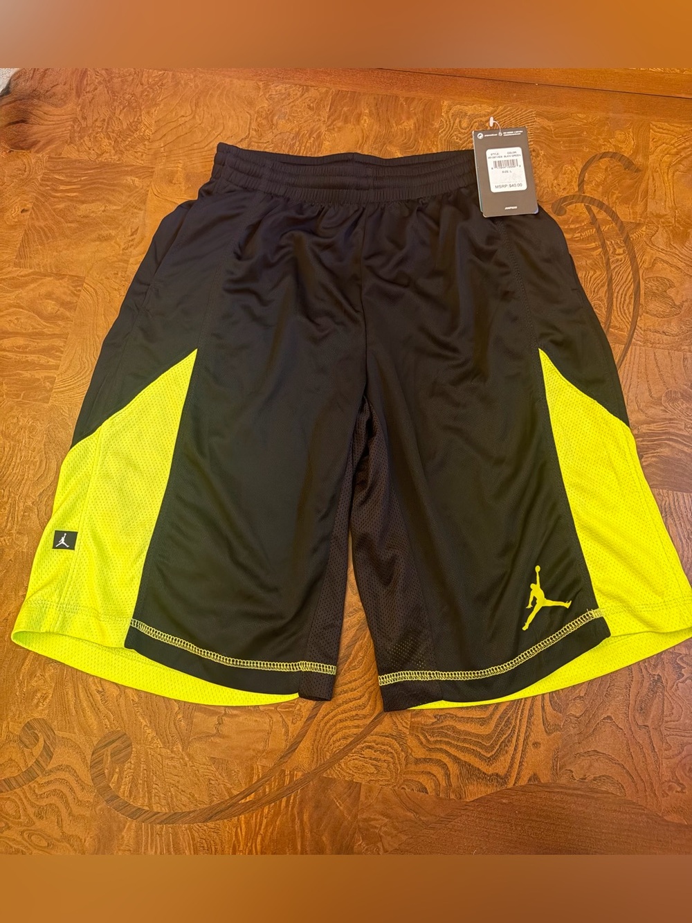 Jordan Black and Neon Yellow Boys' Athletic Shorts